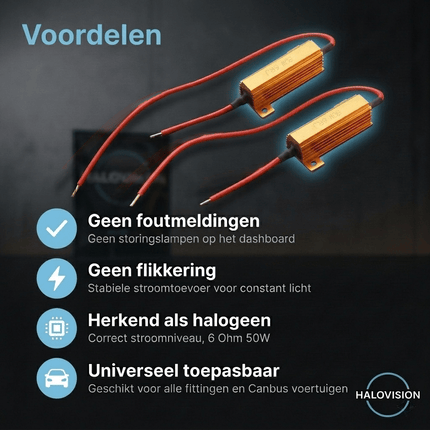 HaloVision Halovision Universele Halogeen naar LED Canbus Anti - Error Decoder Weerstand 6 Ohm 50W Set - Voorkom Foutmeldingen en Flikkering bij LED Verlichting HaloVision 5