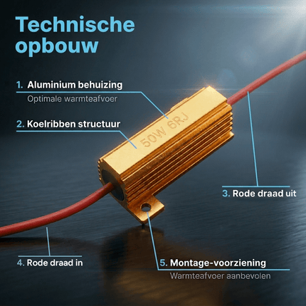HaloVision Halovision Universele Halogeen naar LED Canbus Anti - Error Decoder Weerstand 6 Ohm 50W Set - Voorkom Foutmeldingen en Flikkering bij LED Verlichting HaloVision 7