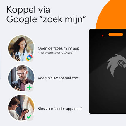 HawkDash Ultradunne Global GPS Android Tracker Card – Draadloos Opladen Waterdichte Smart Wallet Tracker Compatibel met Google Find My Device - VCTparts.nl