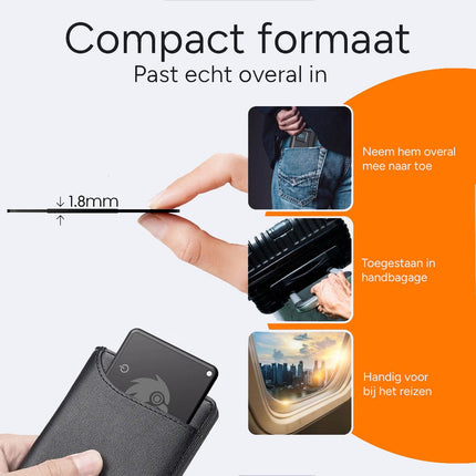 HawkDash Ultradunne Global GPS IOS iPhone Tracker Card – Draadloos Opladen Waterdichte Smart Wallet Tracker Compatibel met Apple Find My Device - VCTparts.nl