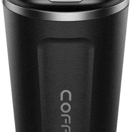 Hervulbare Thermo Koffiebeker Zwart 380 ml - Mok voor onderweg - VCTparts.nl