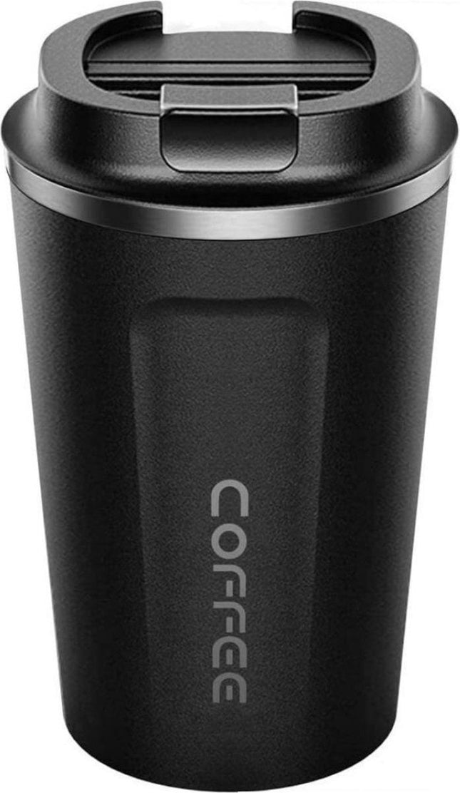Hervulbare Thermo Koffiebeker Zwart 380 ml - Mok voor onderweg - VCTparts.nl
