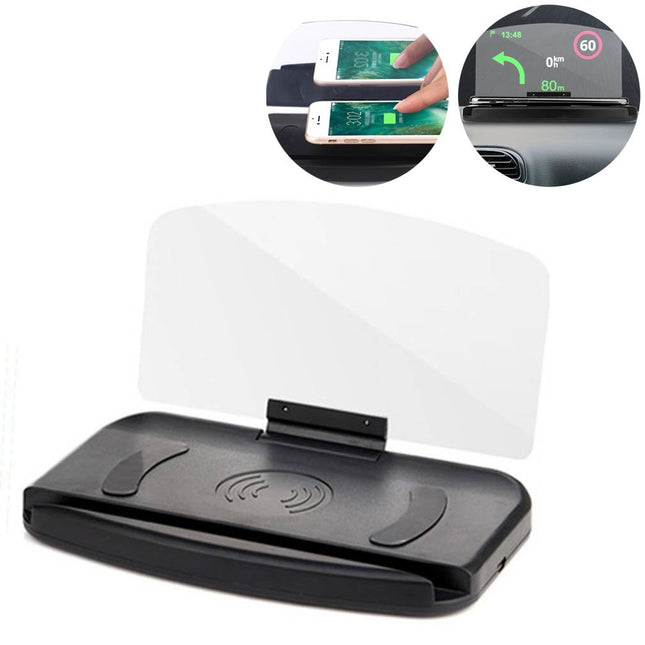 VCTparts HUD Head - up Display met Draadloze Oplader Mobiele Telefoonhouder GPS - navigatie Autosnelheidsprojector Autotelefoonstandaard Spiegeling NORGOS 3