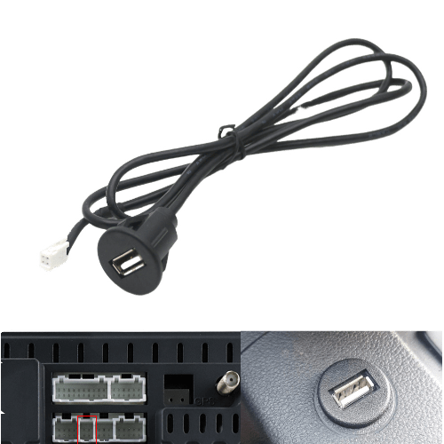 Inbouw 4 - pin naar USB Verlangkabel Convertor 100cm Midden Console Dop voor Autoradio naar Telefoon [Verlengsnoer Interface] - VCTparts.nl
