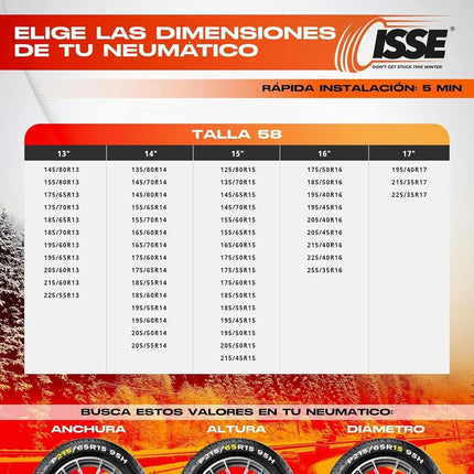 Isse Textiel sneeuwkettingen Super Wit-Oranje 58 S 2 stuks (set) - VCTparts.nl