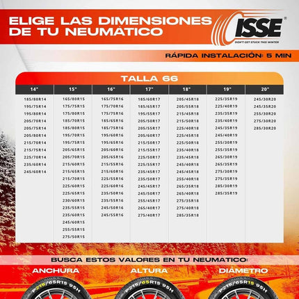 Isse Textiel sneeuwkettingen Super Wit-Oranje 66 L 2 stuks (set) - VCTparts.nl