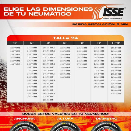 Isse Textiel sneeuwkettingen Super Wit-Oranje 74 XXL 2 stuks (set) - VCTparts.nl