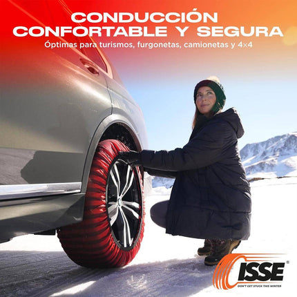 Isse Textiel sneeuwkettingen Classic Rood Gestreept 58 S 2 stuks (set) - VCTparts.nl