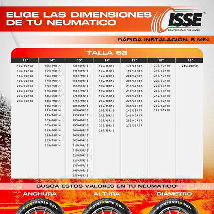 Isse Textiel sneeuwkettingen Classic Rood Gestreept 62 M 2 stuks (set) - VCTparts.nl