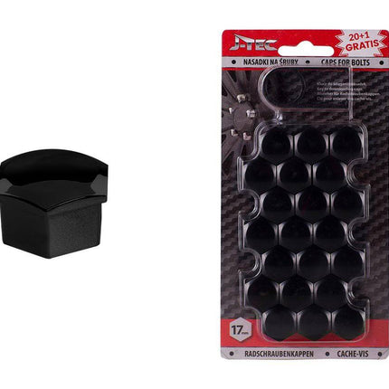 J-TEC Wielbout Wielmoer 17mm Doppen Beschermende Afdekkapjes Zwart 20 stuks (set) - VCTparts.nl