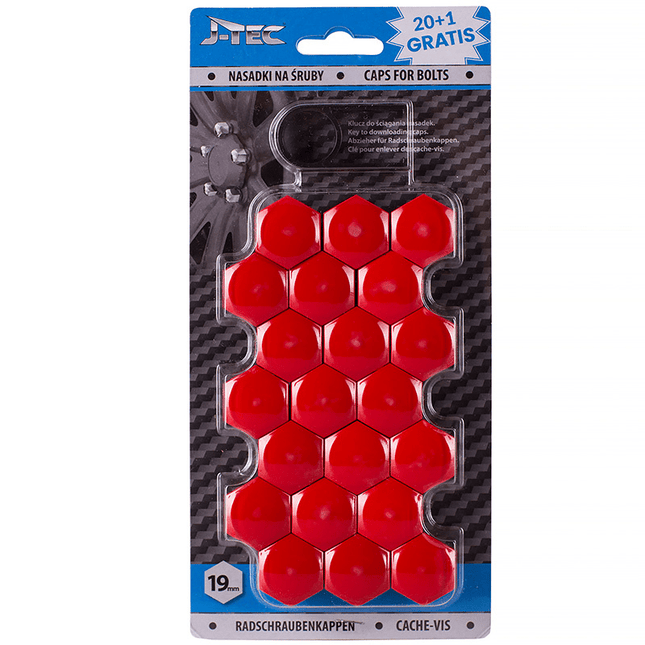 J - TEC Wielbout Wielmoer 19mm Doppen Beschermende Afdekkapjes Rood 20 stuks (set) - VCTparts.nl