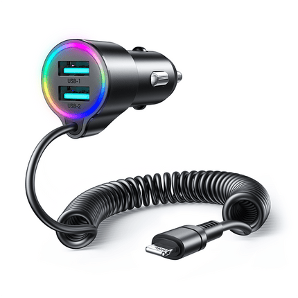 Joyroom Joyroom Autolader Oplader Lightning & USB - A Snellader - 17W (1.5m) [Triple Fast Car Charger] Hurtel 1