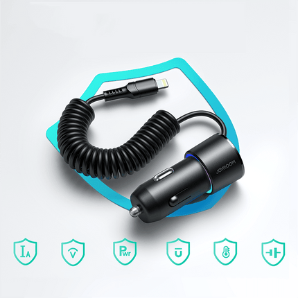 Joyroom Joyroom Autolader Oplader Lightning & USB - A Snellader - 17W (1.5m) [Triple Fast Car Charger] Hurtel 3