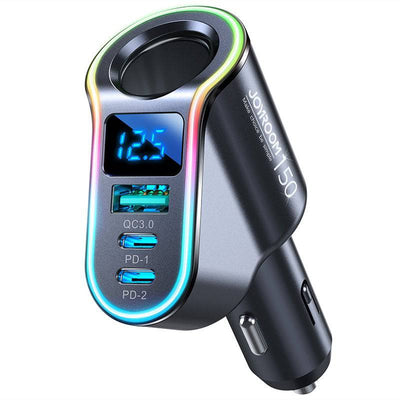 Joyroom Car Ladegerät Snell Charger 4 in 1 USB-A & USB-C-150W Black [5x Fast Car Ladegerät]