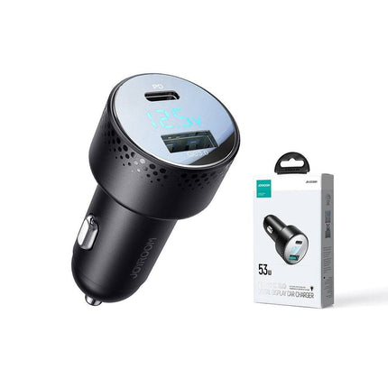 Joyroom Joyroom Autolader Snellader USB - C & USB - A 53W met LED Display Zwart Hurtel 3