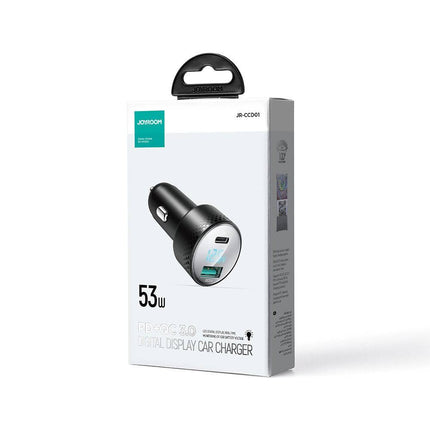 Joyroom Joyroom Autolader Snellader USB - C & USB - A 53W met LED Display Zwart Hurtel 7