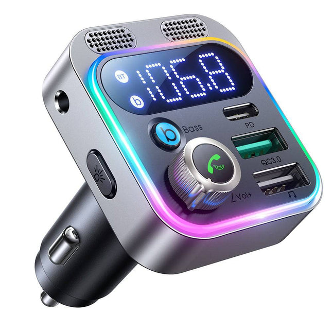 Joyroom Bluetooth Muziek FM Transmitter Handsfree Bellen met BassBooster USB - C & 2x USB - A Lader Zwart - VCTparts.nl