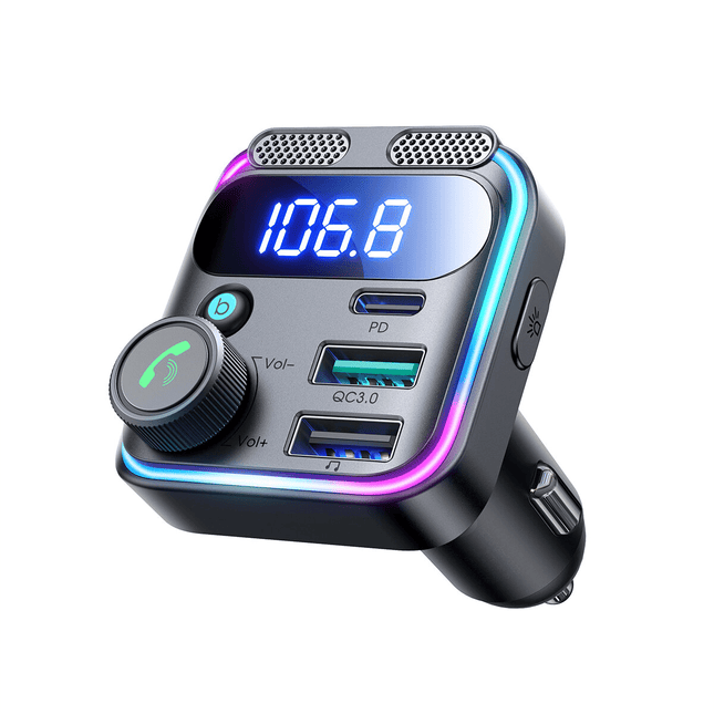 Joyroom Bluetooth Muziek FM Transmitter Pro Handsfree Bellen met BassBooster USB - C & 2x USB - A Lader Zwart - VCTparts.nl
