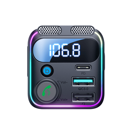 Joyroom Joyroom Bluetooth Muziek FM Transmitter Pro Handsfree Bellen met BassBooster USB - C & 2x USB - A Lader Zwart Hurtel 7