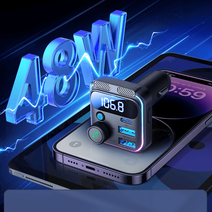 Joyroom Joyroom Bluetooth Muziek FM Transmitter Pro Handsfree Bellen met BassBooster USB - C & 2x USB - A Lader Zwart Hurtel 4