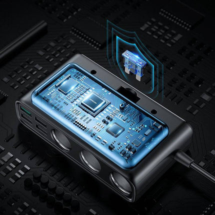 Joyroom  Autolader met Sigarettenaansteker Splitter Snellader 154W Zwart [3 x 12V 4 x USB-A USB-C QC3.0 USB-A] - VCTparts.nl