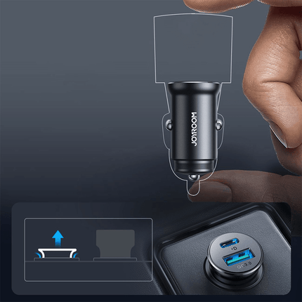 Joyroom Joyroom Mini Autolader Dubbele Snellader USB - C & USB - A 30W Zwart Hurtel 7