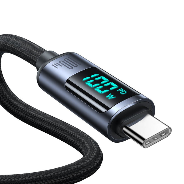 Joyroom Prism Series A16 USB - C naar USB - C Kabel 100W - met LED Display voor Snelladen en Dataoverdracht Zwart 1,2m Oplaadsnoer - VCTparts.nl