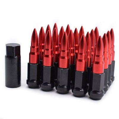 Bullet Wheel Nuts M12X15 Spike Nuts - Rot | Setzen Sie 20 Stücke [Kugel - Radschrauben - Race Moeren]