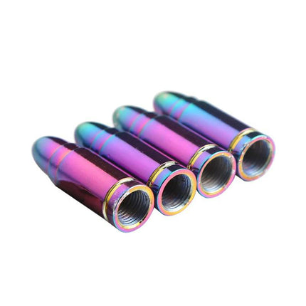 Kogelvormige Auto Ventieldopjes Bullets Universeel - Aluminium Multicolor (Set 4 stuks) - VCTparts.nl