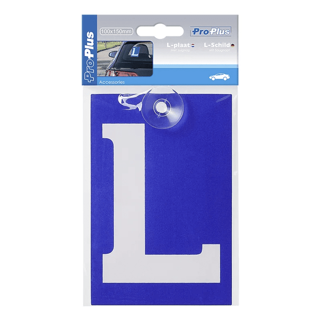 L - Plaat Lesauto Letterplaat Zuignap Raam (10x15cm) Blauw - VCTparts.nl