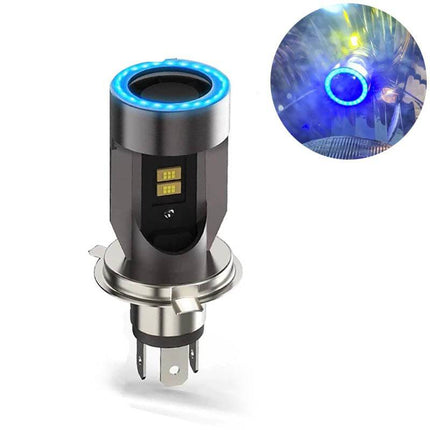 VCTparts LED H4 Koplamp met Angel Eye – 8000K Blauw/Wit Auto Motor Scooter – 1 Stuk NORGOS 1