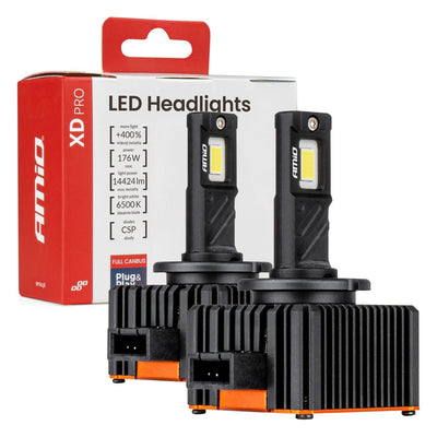 AMIO XD PRO D3S LED Scheinwerfer Full Canbus 6500K Weißlicht - 14424LM 176W D3S Xenon Ersatz Plug and Play Leistungsstarkes Upgrade