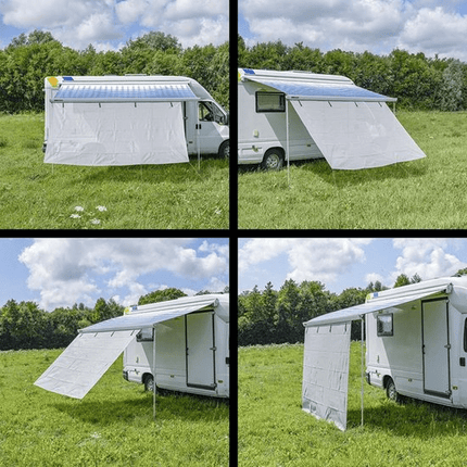 Lichtgrijze Luifel Zonwering 430x200cm - UV - bescherming en Windscherm voor Kamperen en Camper - VCTparts.nl