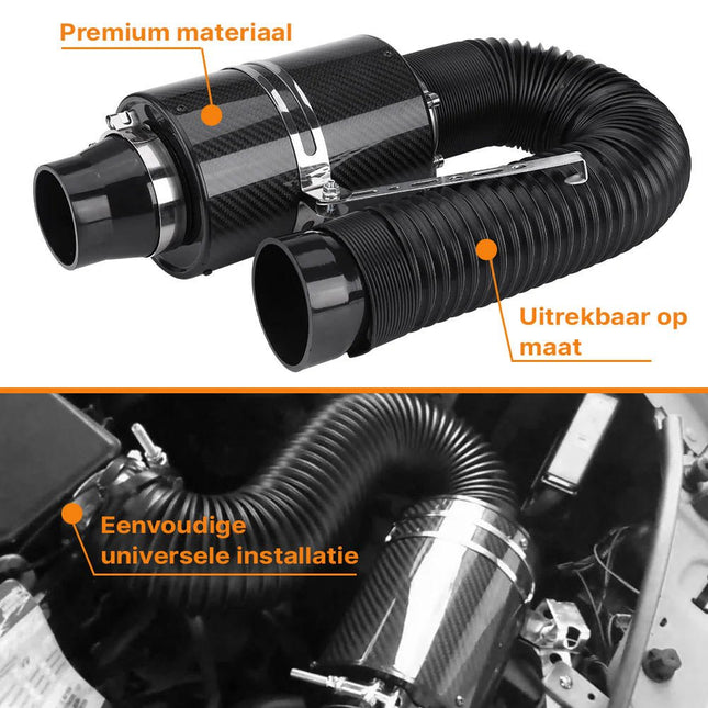 VCTparts Luchtinlaat met Fan – Universele Racing Carbon Fiber Koude Luchtinlaatkit - Cold Air Intake NORGOS 2