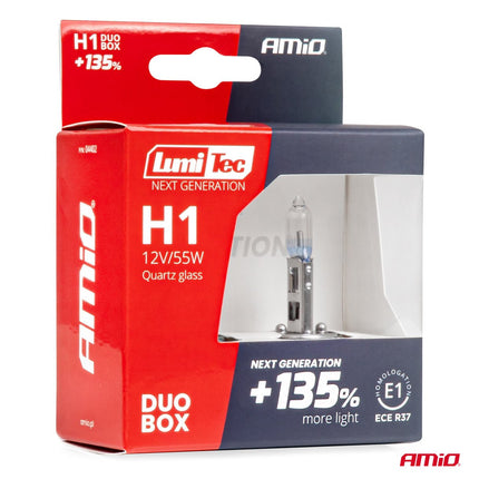 LumiTec Next Gen Halogeenlampen H1 12V 55W +135% Lichtopbrengst – DUO Set Auto Koplampverlichting ECE Goedgekeurd - VCTparts.nl