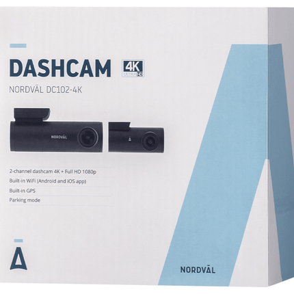 Nordval Nordväl DC102 2CH Dashcam 4K GPS Wi-Fi 128GB Video Recorder Zwart - VCTparts.nl