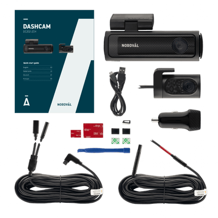 Nordval Nordval Nordväl DC202 2CH Dashcam 4K GPS Wi - Fi 128GB Video Recorder Zwart Optimount 7