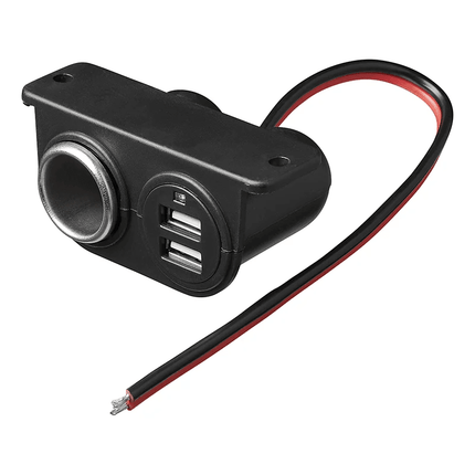 VCTparts Opbouw Sigarettenaanstekerdoos Stekkerdoos Autoplug met 2x USB 12V 24V Universeel PAT Europe 6