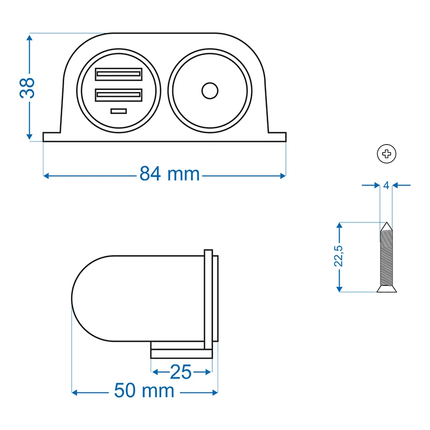 VCTparts Opbouw Sigarettenaanstekerdoos Stekkerdoos Autoplug met 2x USB 12V 24V Universeel PAT Europe 4