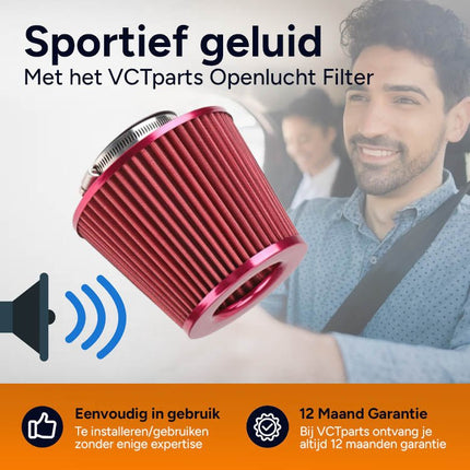 VCTparts Open Luchtfilter Rood Sport Filter met Cold Air Intake – Sportfilter en Powerfilter voor Meer Vermogen NORGOS 5