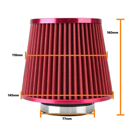 VCTparts Open Luchtfilter Rood Sport Filter met Cold Air Intake – Sportfilter en Powerfilter voor Meer Vermogen NORGOS 9