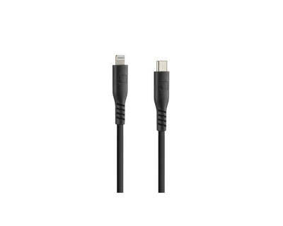 Optilin-Silikonbeladung und Synchronisationskabel USB-C an Apple 8Pin 150 cm- verstärkte Halsschwarz