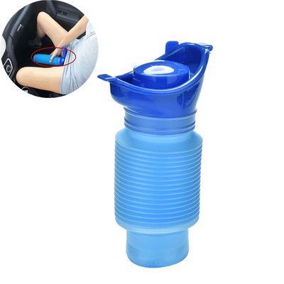 Faltbare hygienische Urinflasche abschließbar für Frauen 750 ml blau