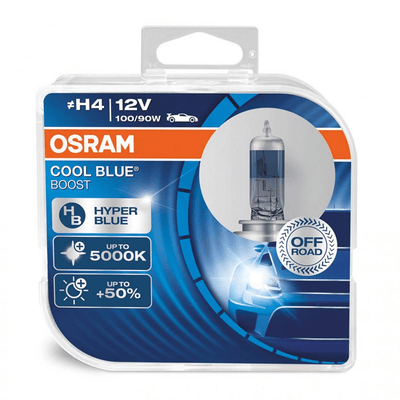 Osram Halogenlampe H4 12V 90/100W - Weiß/Eisblau 5000k intensiv - Cool Blue Boost - Setzen Sie 2 Teile