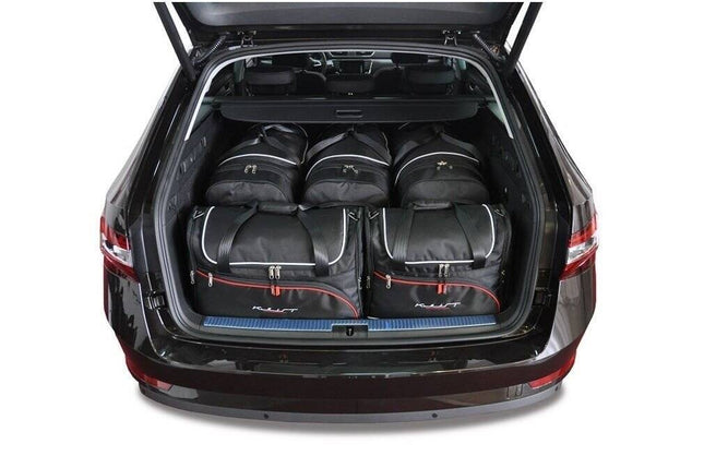 Kjust Reistassenset voor Skoda Superb stationwagen 2015-2024 - Set van 5 Tassen met 3 Roltassen en 2 Vliegtuigtassen