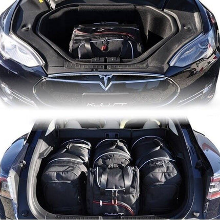 Kjust Reistassenset voor Tesla Model S vanaf 2014 - Set van 6 Tassen met 3 Roltassen 2 Sporttassen en 1 Vliegtuigtas