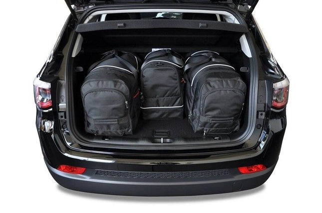 Kjust Reistassenset voor Jeep Compass 2017-2025 - Set van 4 Tassen met 2 Roltassen 1 Sporttas en 1 Vliegtuigtas