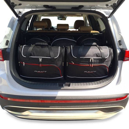 Kjust Reistassenset voor Hyundai Santa Fe 2018-2024 - Set van 5 Tassen met 3 Roltassen en 2 Vliegtuigtassen