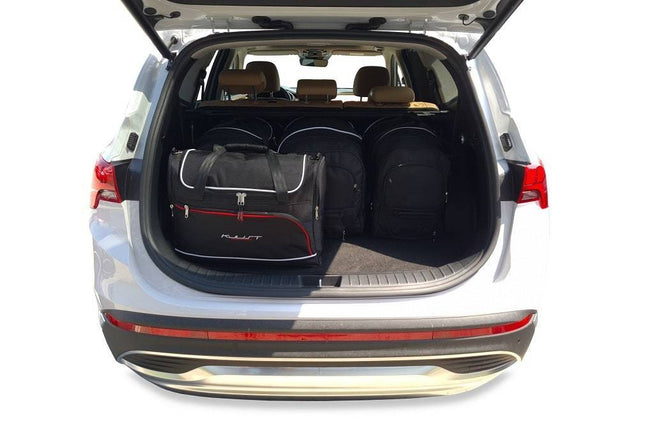 Kjust Reistassenset voor Hyundai Santa Fe 2018-2024 - Set van 5 Tassen met 3 Roltassen en 2 Vliegtuigtassen