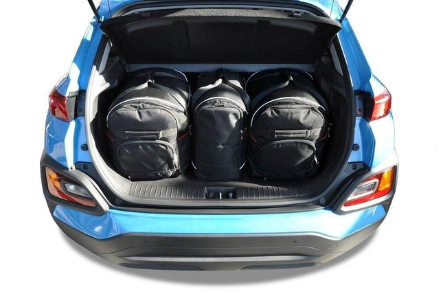 Kjust Reistassenset voor Hyundai Kona 2017-2023 - Set van 3 Tassen met 2 Roltassen en 1 Vliegtuigtas